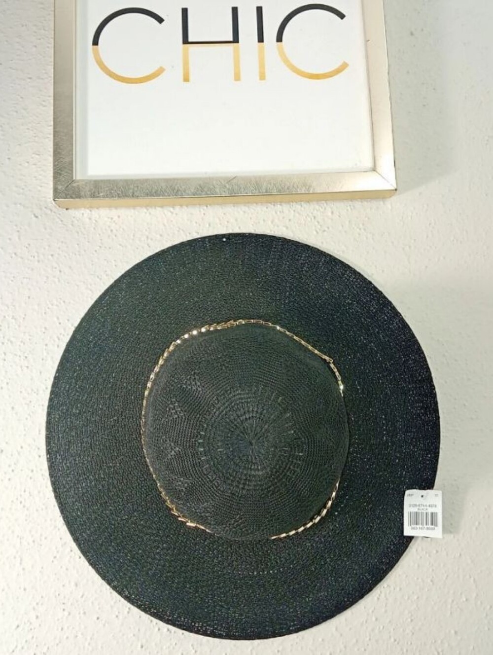 Black Spring Summer Hat with Gold Hardware NWT